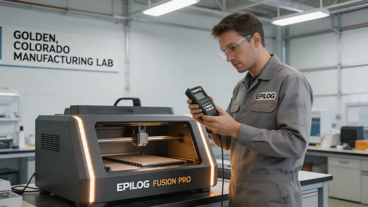 Epilog Fusion Pro laser engraver final QA in Golden Colorado facility