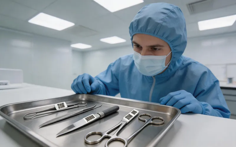Medical device UDI marking cleanroom adjacent line