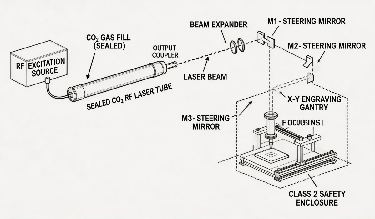CO2 RF sealed tube beam path diagram